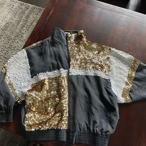 Black silk sequins jacket size L from Bloomingdale’s